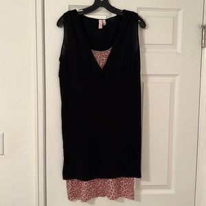 Sweet Pea Black Dress with Cheetah Underlay Size S